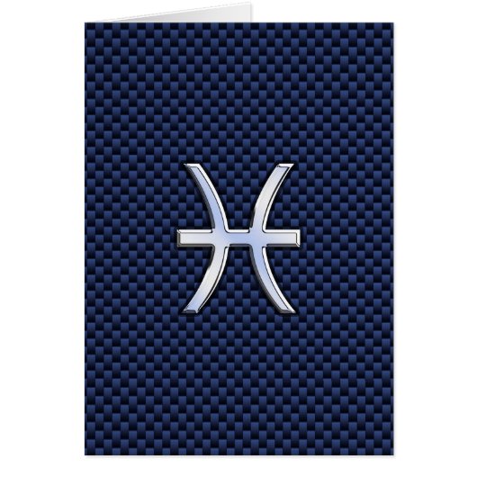 Pisces Zodiac Sign auf Blue Carbon Fibre Print (Vorne)