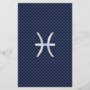Pisces Zodiac Sign auf Blue Carbon Fibre Print Flyer