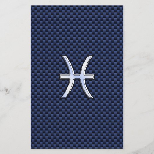 Pisces Zodiac Sign auf Blue Carbon Fibre Print Flyer (Vorne)