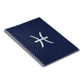 Pisces Zodiac Sign auf Blue Carbon Fibre Print Notizblock (Rechte Seite)