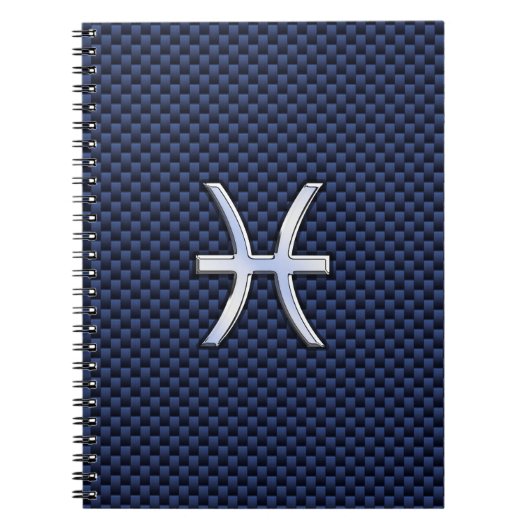 Pisces Zodiac Sign auf Blue Carbon Fibre Print Notizblock (Vorderseite)