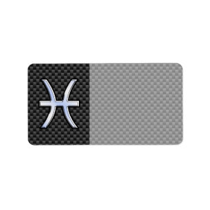 Pisces Zodiac Sign auf Carbon Fibre Print Adressaufkleber