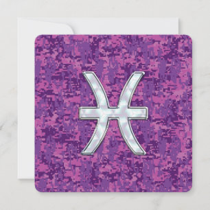 Pisces Zodiac Sign auf Fuchsia Digital Camouflage