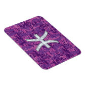 Pisces Zodiac Sign auf Fuchsia Digital Camouflage Magnet (Rechte Seite)