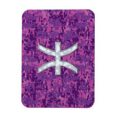 Pisces Zodiac Sign auf Fuchsia Digital Camouflage Magnet (Vertikal)