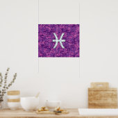 Pisces Zodiac Sign auf Fuchsia Digital Camouflage Poster (Küche)