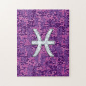 Pisces Zodiac Sign auf Fuchsia Digital Camouflage Puzzle (Vertikal)