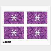 Pisces Zodiac Sign auf Fuchsia Digital Camouflage Rechteckiger Aufkleber (Blatt)