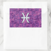 Pisces Zodiac Sign auf Fuchsia Digital Camouflage Rechteckiger Aufkleber (Tasche)