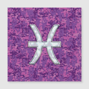 Pisces Zodiac Sign auf Fuchsia Pink Digital Camouf Magnetkarte