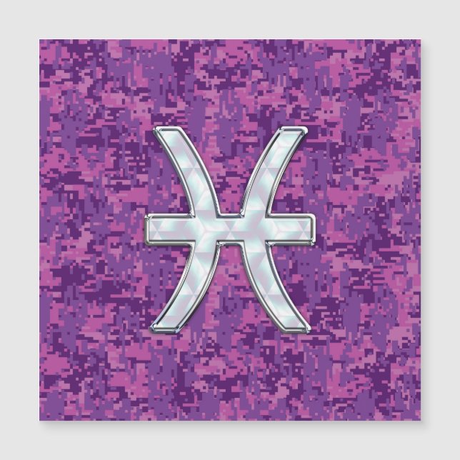 Pisces Zodiac Sign auf Fuchsia Pink Digital Camouf Magnetkarte (Vorderseite)