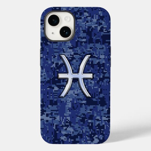Pisces Zodiac Sign auf Navy Blue Camouflage Case-Mate iPhone Hülle (Rückseite)