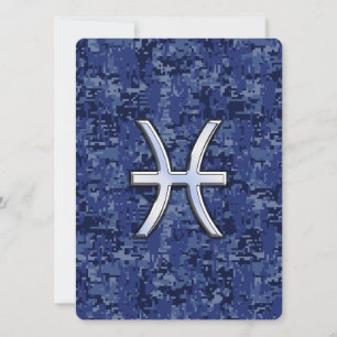 Pisces Zodiac Sign auf Navy Blue Digital Camouflag