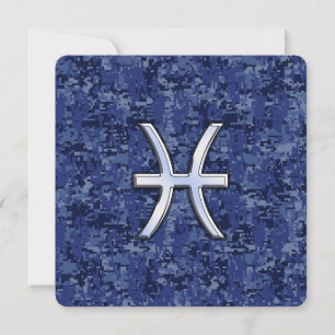 Pisces Zodiac Sign auf Navy Blue Digital Camouflag