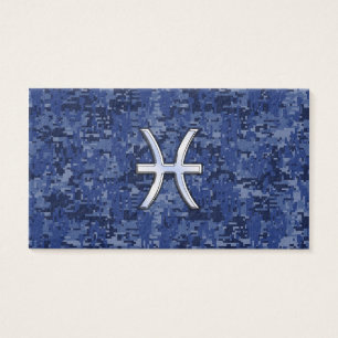 Pisces Zodiac Sign auf Navy Blue Digital Camouflag