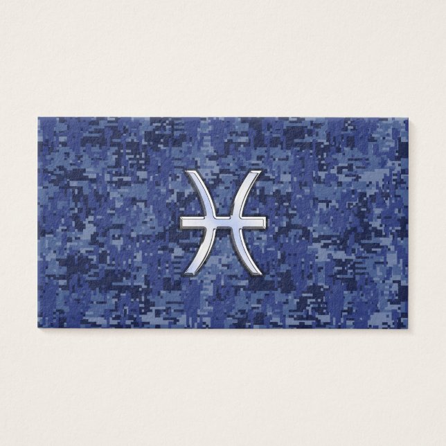 Pisces Zodiac Sign auf Navy Blue Digital Camouflag (Vorderseite)