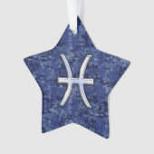 Pisces Zodiac Sign auf Navy Blue Digital Camouflag Ornament (Vorderseite)