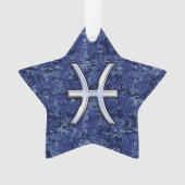 Pisces Zodiac Sign auf Navy Blue Digital Camouflag Ornament (Vorderseite)
