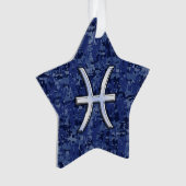 Pisces Zodiac Sign auf Navy Blue Digital Camouflag Ornament (Vorderseite)