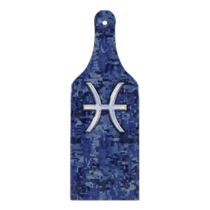 Pisces Zodiac Sign auf Navy Blue Digital Camouflag Schneidebrett