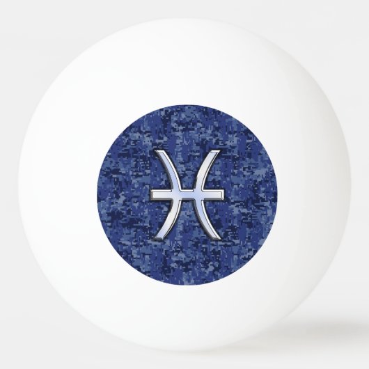 Pisces Zodiac Sign auf Navy Blue Digital Camouflag Tischtennisball (Vorderseite)
