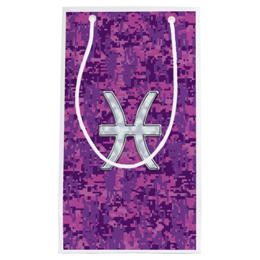Pisces Zodiac Sign auf Pink Digital Camouflage Kleine Geschenktüte (Vorderseite)