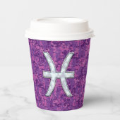 Pisces Zodiac Sign auf Pink Digital Camouflage Pappbecher (Vorderseite)