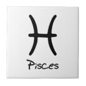 Pisces Zodiac Sign auf weißem Hintergrund Fliese (Vorderseite)