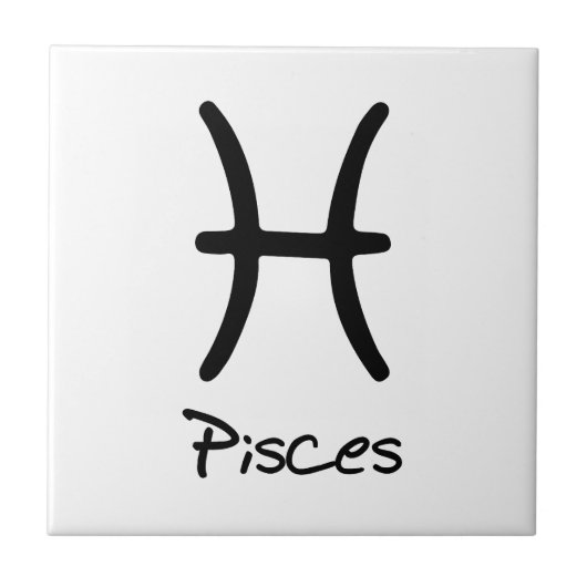 Pisces Zodiac Sign auf weißem Hintergrund Fliese (Vorderseite)