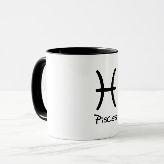 Pisces Zodiac Sign auf weißem Hintergrund Tasse (Vorderseite Links)