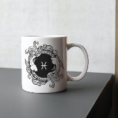 Pisces Zodiac Sign Basic Minimalistisch Retro Blac Kaffeetasse