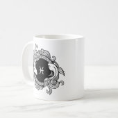 Pisces Zodiac Sign Basic Minimalistisch Retro Blac Kaffeetasse (Vorderseite Links)