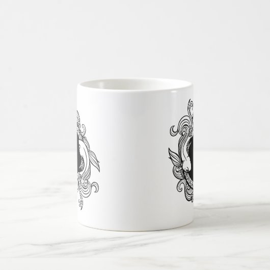 Pisces Zodiac Sign Basic Minimalistisch Retro Blac Kaffeetasse (Mittel)