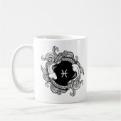 Pisces Zodiac Sign Basic Minimalistisch Retro Blac Kaffeetasse (Links)