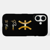 Pisces Zodiac Sign, Black & Gold Case-Mate iPhone Hülle (Rückseite (Horizontal))