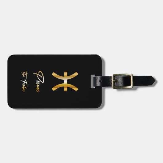 Pisces Zodiac Sign Black & Gold Gepäckanhänger (Vorderseite horizontal)