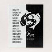 Pisces Zodiac Sign, Black & White Jigsaw Puzzle (Vertikal)