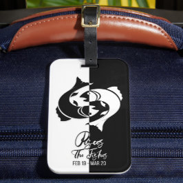 Pisces Zodiac Sign Black & White Luggage Tag Gepäckanhänger