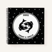 Pisces Zodiac Sign, Black & White Notebook Notizblock (Vorderseite)