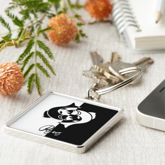 Pisces Zodiac Sign, Black & White Schlüsselanhänge Schlüsselanhänger (Seite)