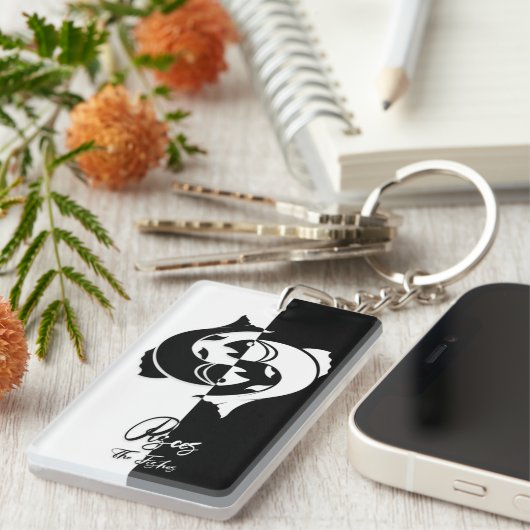 Pisces Zodiac Sign, Black & White Schlüsselanhänge Schlüsselanhänger (Vorderseite rechts)