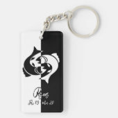 Pisces Zodiac Sign, Black & White Schlüsselanhänge Schlüsselanhänger (Rückseite)