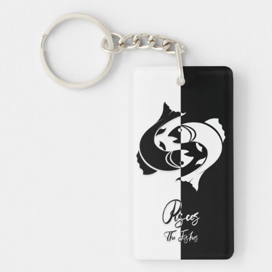Pisces Zodiac Sign, Black & White Schlüsselanhänge Schlüsselanhänger (Vorderseite)