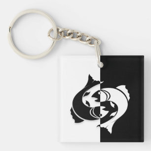 Pisces Zodiac Sign, Black & White Schlüsselanhänge Schlüsselanhänger