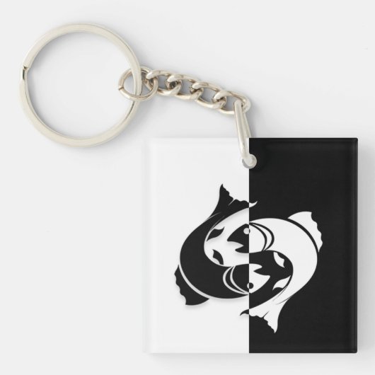 Pisces Zodiac Sign, Black & White Schlüsselanhänge Schlüsselanhänger (Vorderseite)