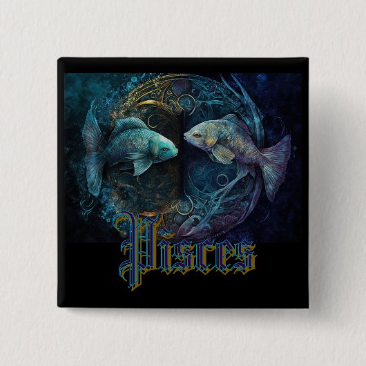 Pisces Zodiac Sign Button (Vorderseite)