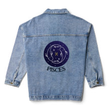 Pisces Zodiac Sign Design Denim Jacket