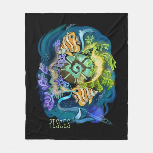 Pisces Zodiac Sign Fleecedecke (Vorderseite)