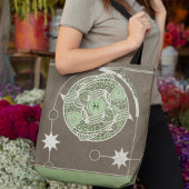 Pisces Zodiac Sign Green und Gray Mandala Tasche