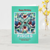 Pisces Zodiac Sign Happy Birthday Karte (Gelbe Blume)